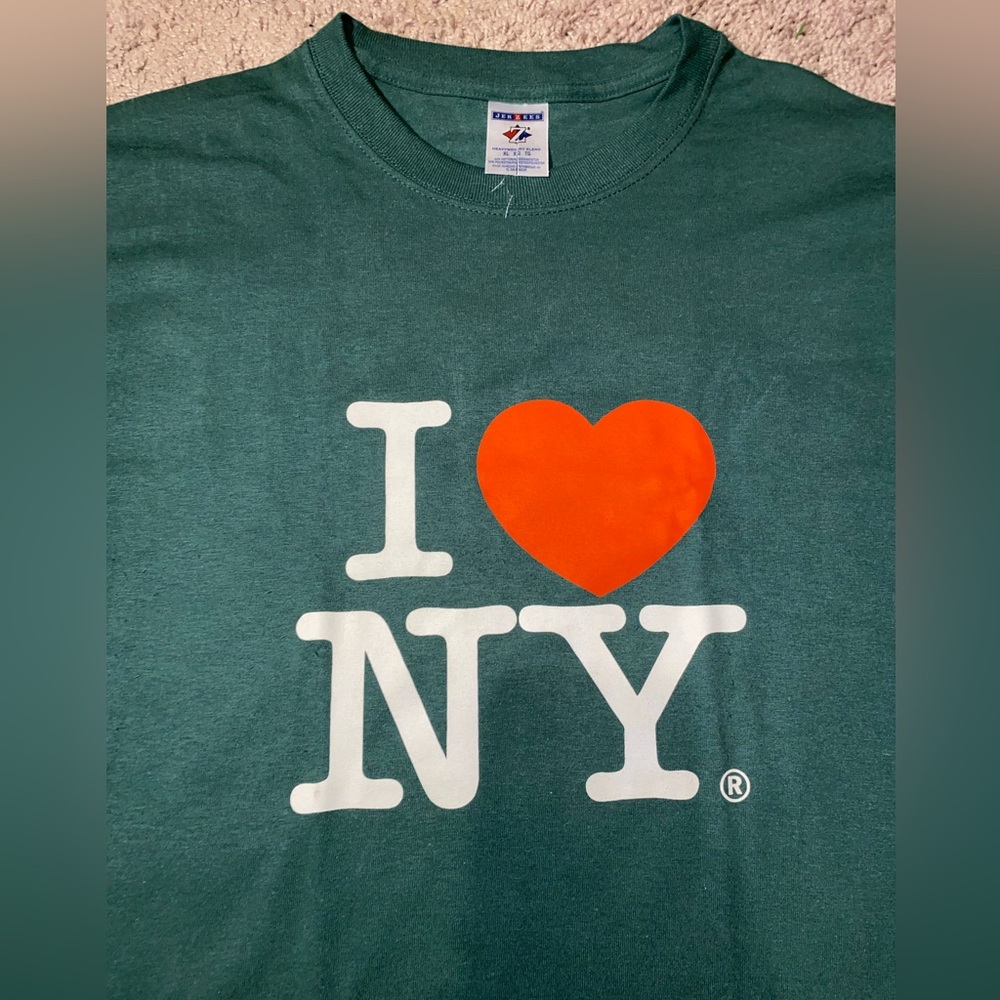 Classic 90s 2000s I Love Heart NY New York Tourist Wallstreet Green Adult Shirt